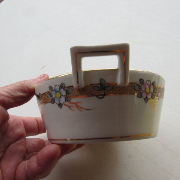 Vintage Nippon Floral Handled Bowl - Picture 2 of 8